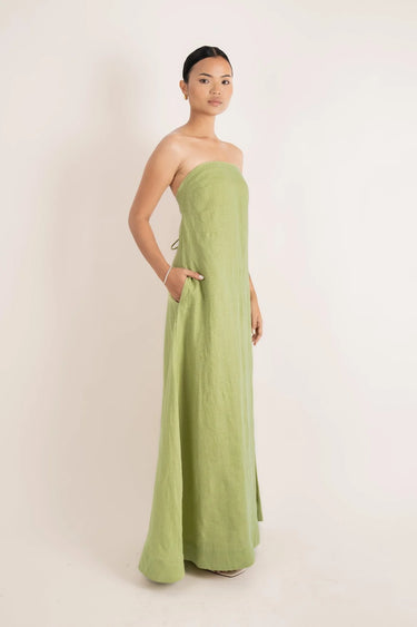 NAYA STRAPLESS DRESS FOREST GREEN - STUDIO JO STORE